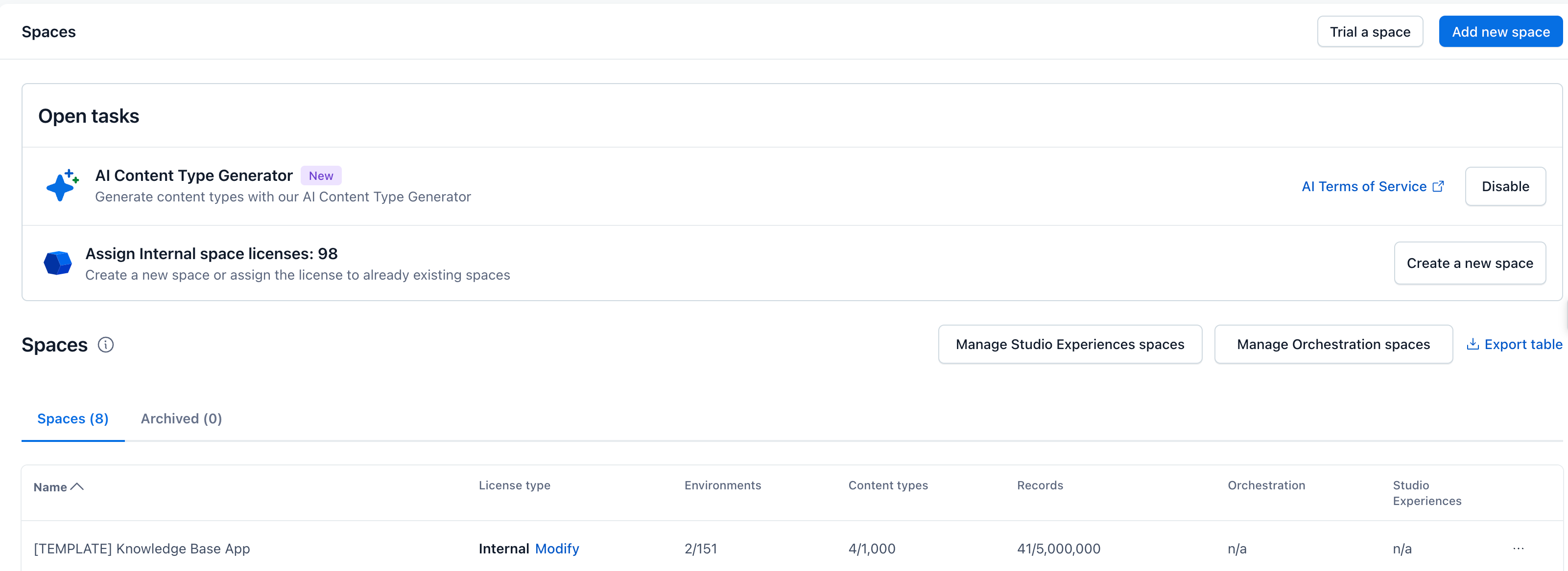 Contentful创建Space界面
