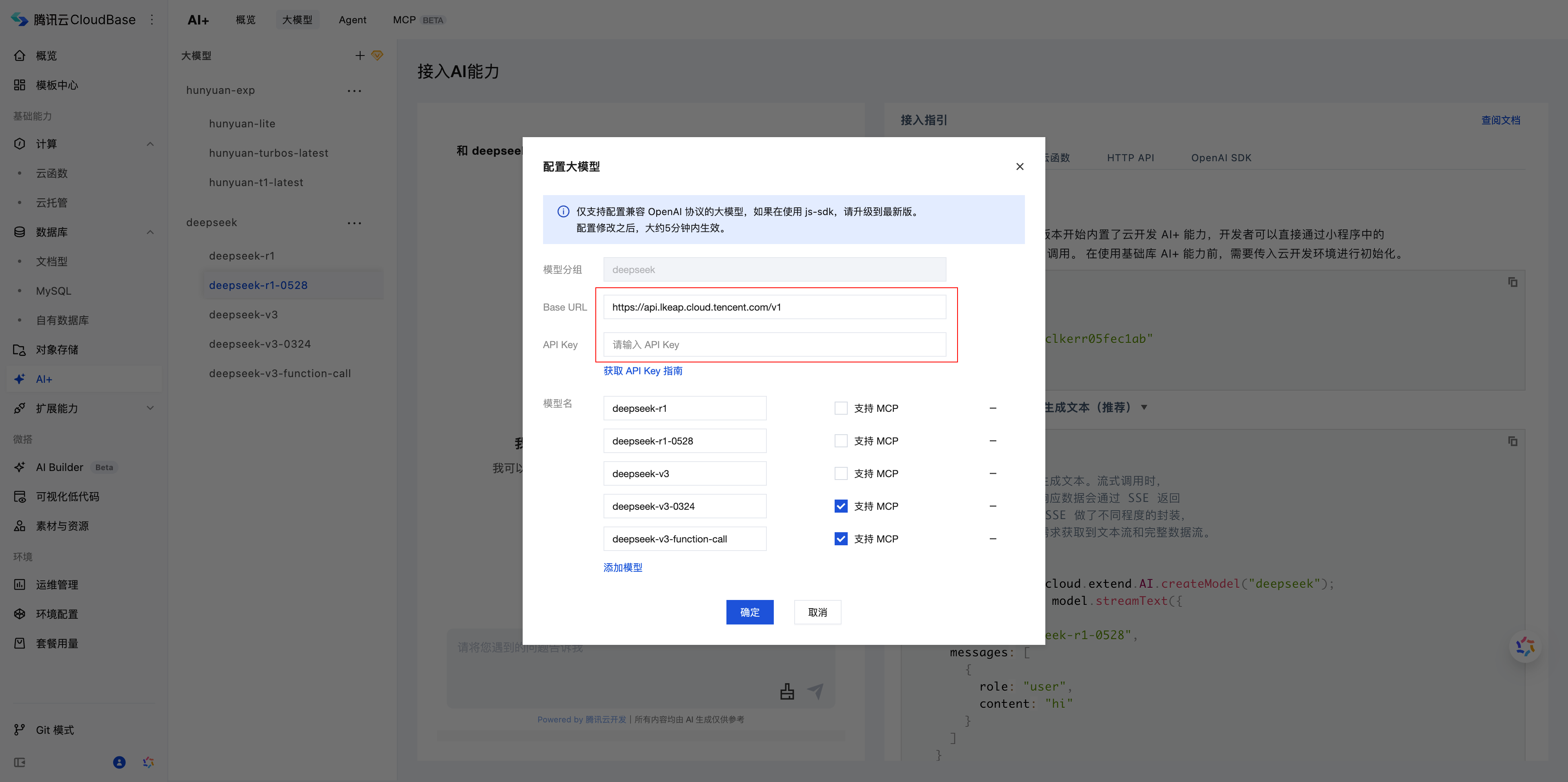 API Key配置界面