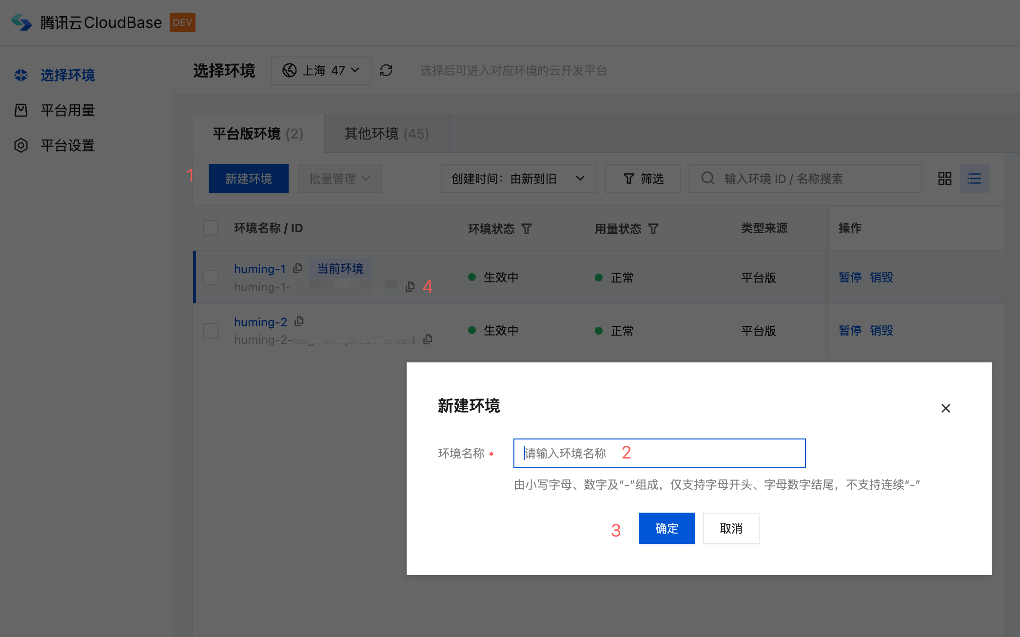 Create an environment in the console and copy the environment ID